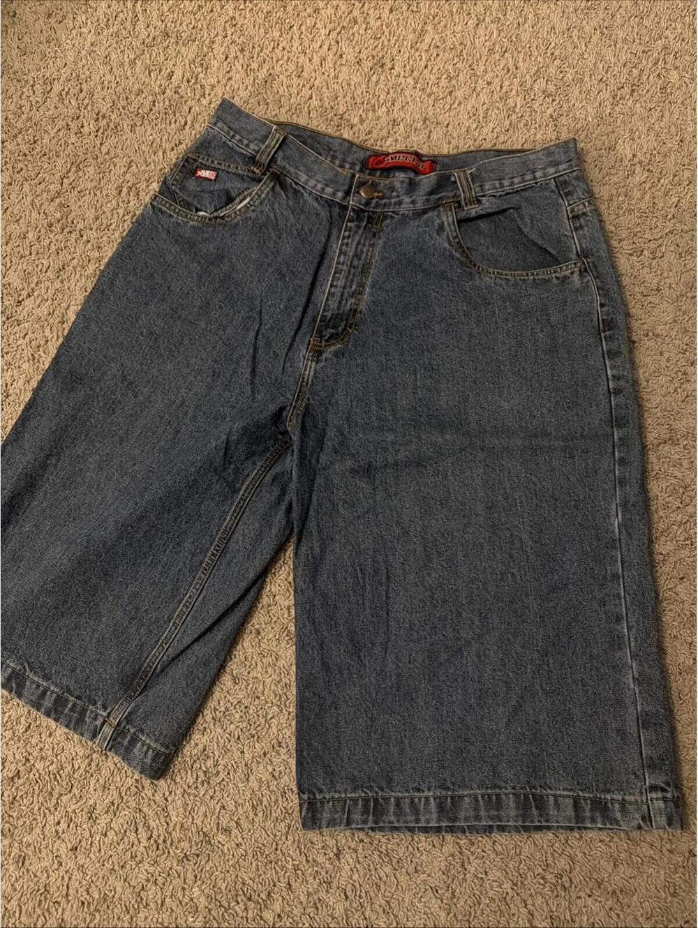 Vintage Y2K Mecca Blue Denim Jorts Shorts Men’s Size 38 Wide Leg Baggy Fit 90s